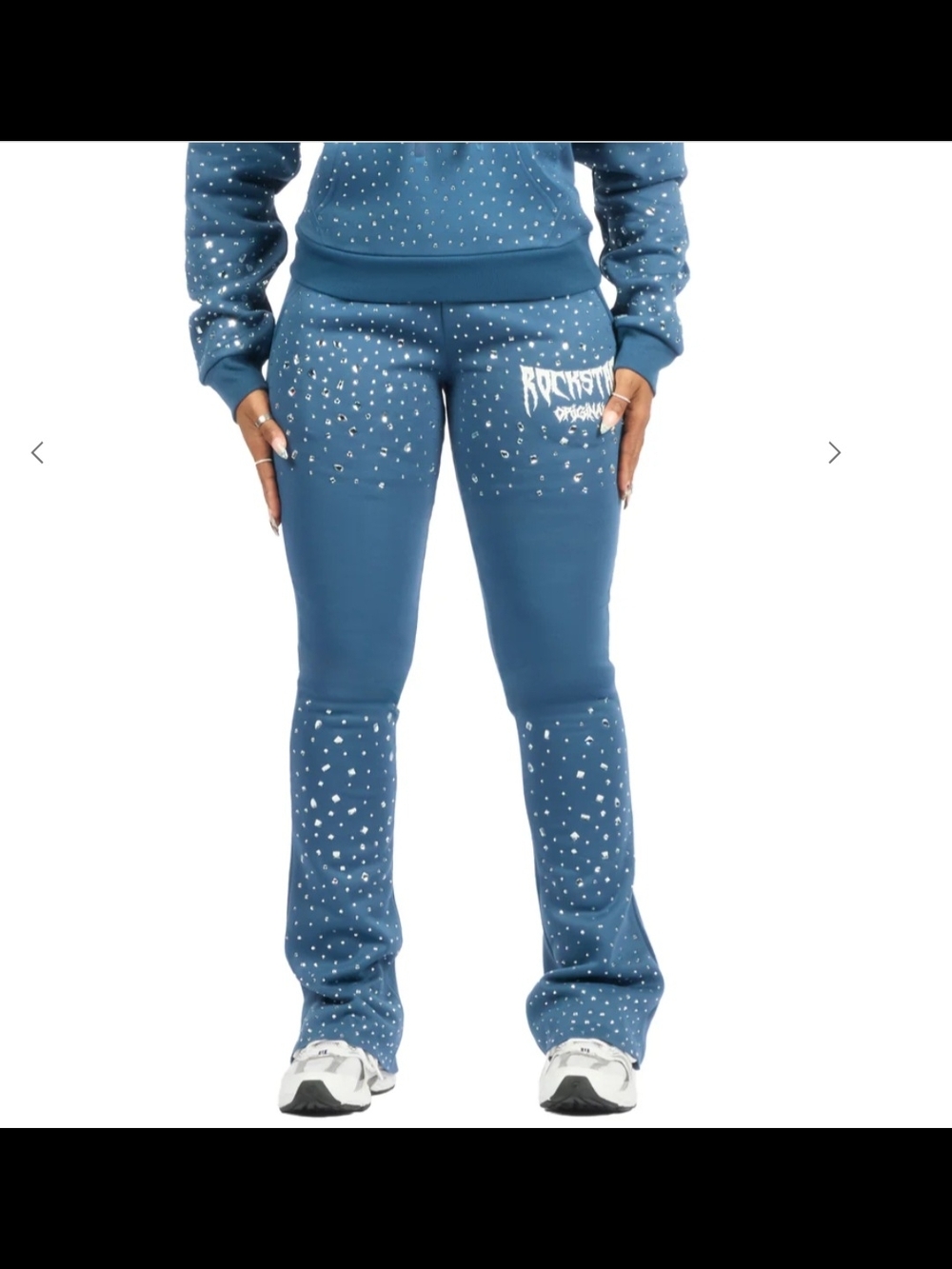 Rockstar Originals - Women's Blue Track Pants With Rhinestones - Size Small